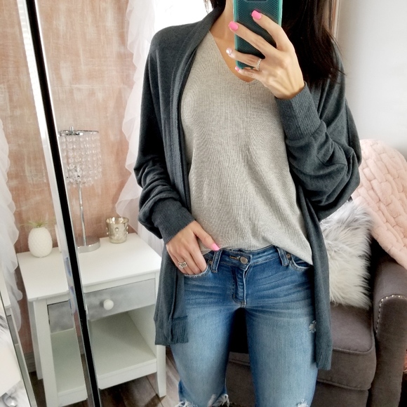 Teal Loose Fit Dolman Cardigan Oversized Slouchy - Picture 2 of 8